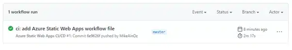 GitHub Azure workflow